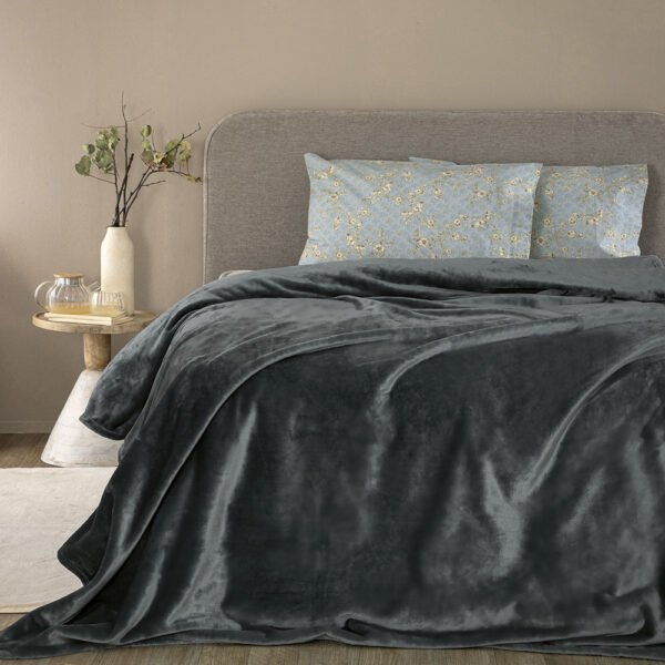 Κουβέρτα Fleece 220x240 LUCY COAL Γκρι Palamaiki