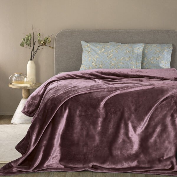 Κουβέρτα Fleece 220x240 LUCY MAUVE Μωβ Palamaiki