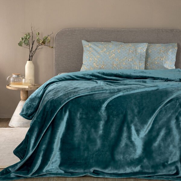 Κουβέρτα Fleece 220x240 LUCY PETROL Πράσινο Palamaiki