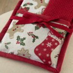 Σετ 2 Πετσέτες Κουζίνας 40x70 με πιάστρα Christmas Collection CC102 Μπεζ Palamaiki