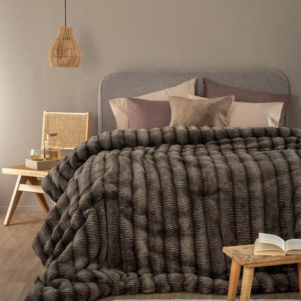 Κουβερτοπάπλωμα Υπέρδιπλο 220x240 JUNO TAUPE Καφέ Palamaiki
