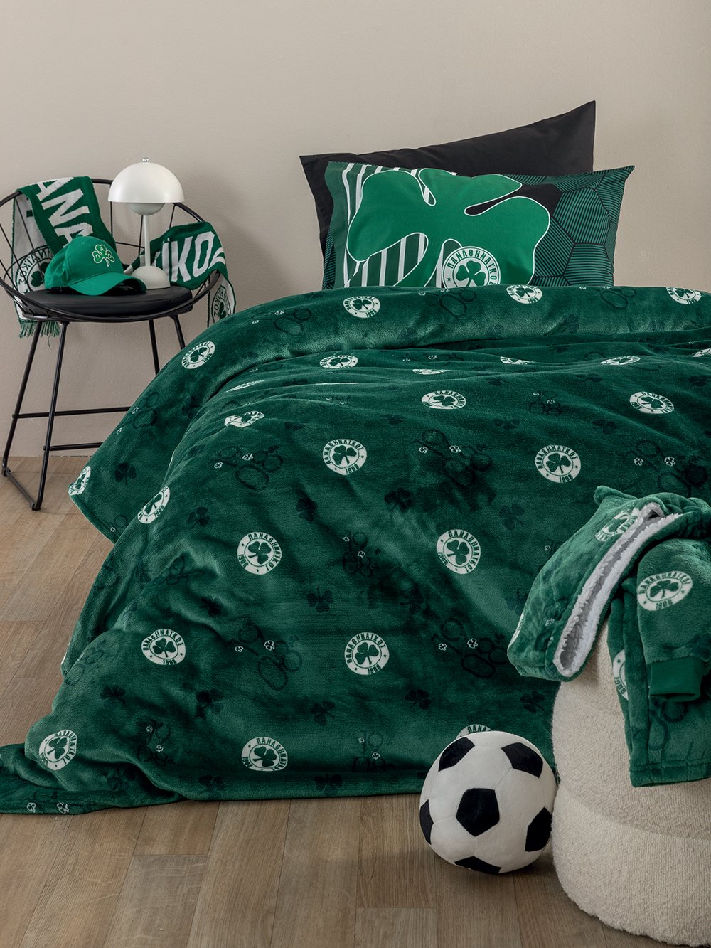 5205857300586_2 Κουβέρτα Ημίδιπλη 160x220 PANATHINAIKOS BL Palamaiki - Image 1