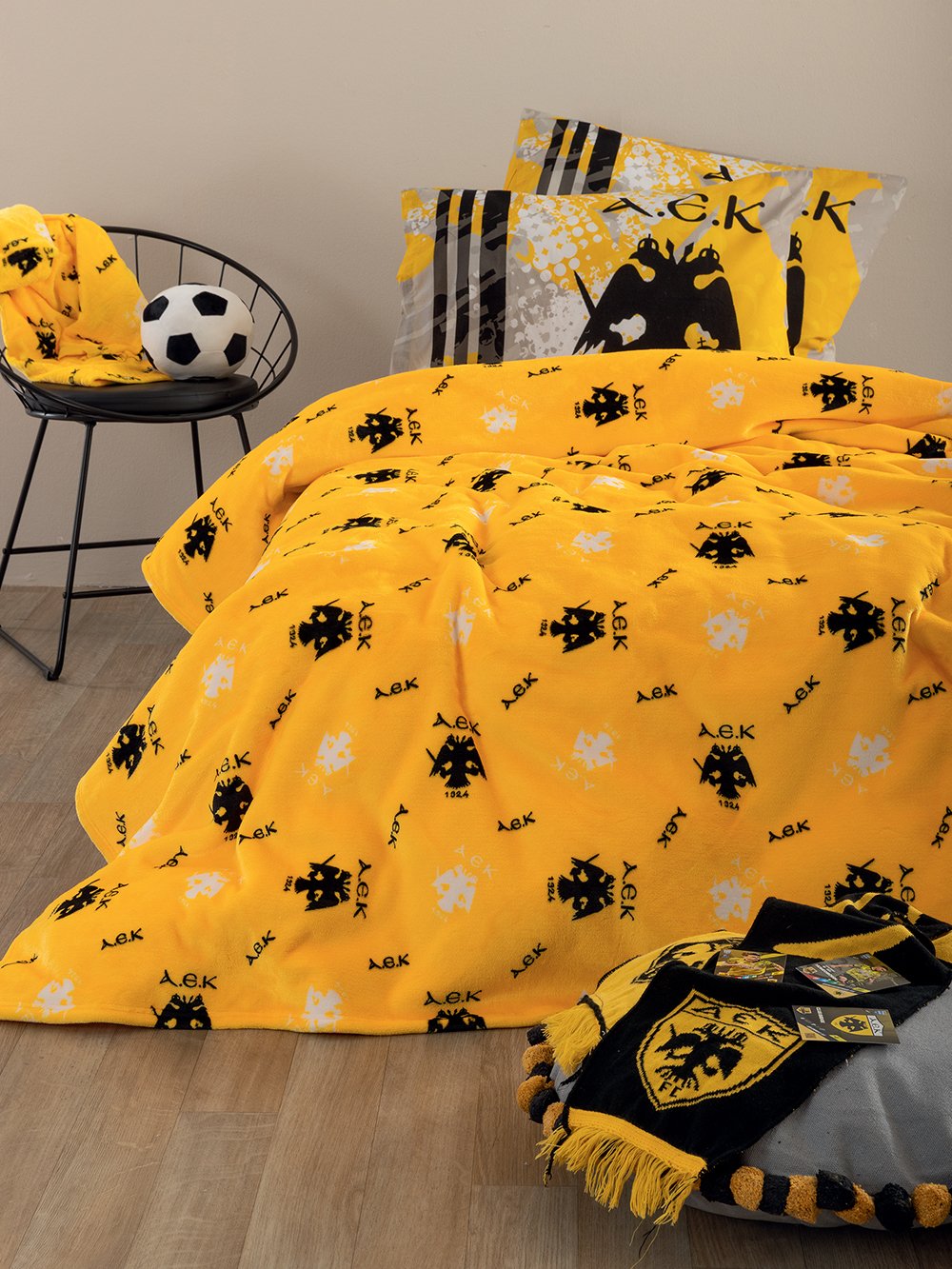 5205857300593_2 Κουβέρτα Ημίδιπλη 160x220 AEK BL Palamaiki - Image 1