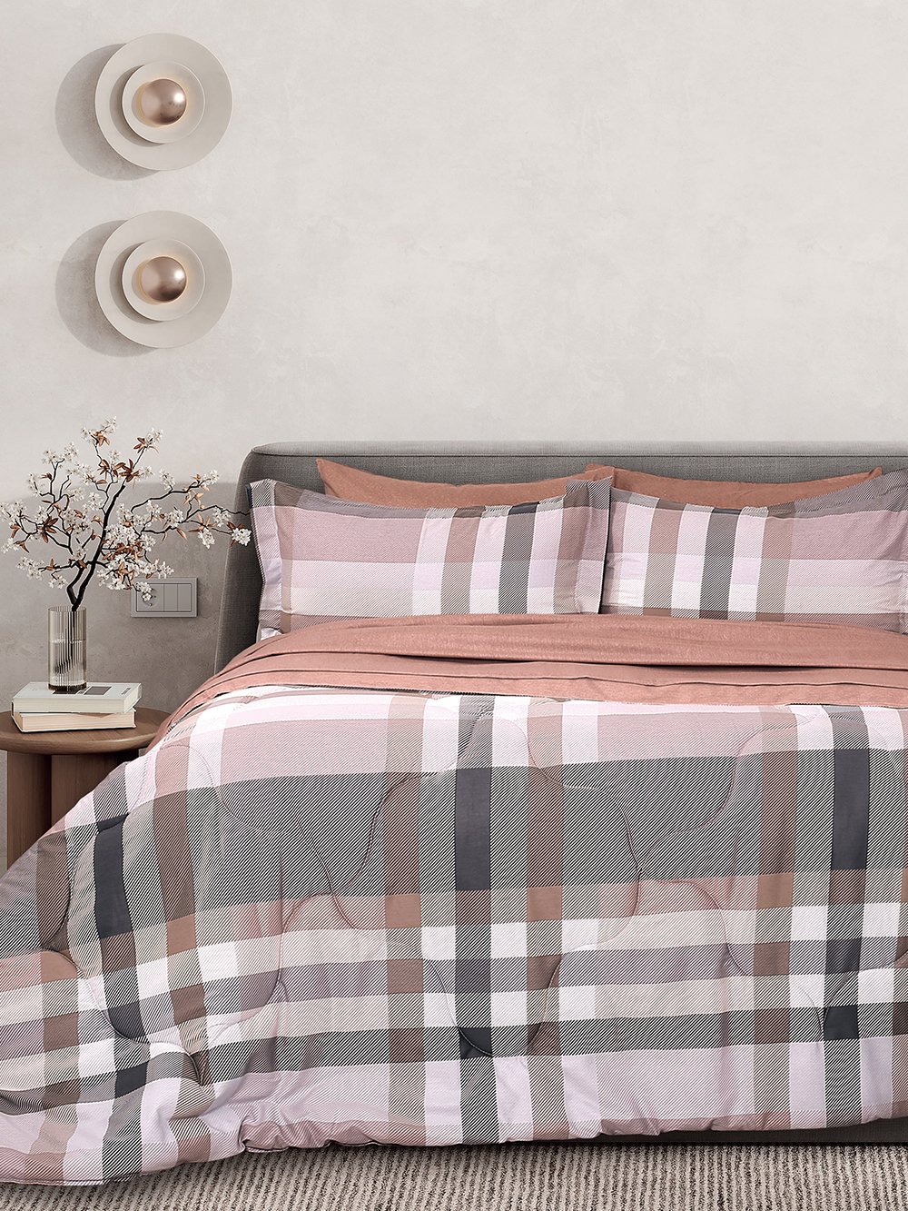 5205857302856_5 Σετ Πάπλωμα 230x250 & Σεντόνια Υπέρδιπλα Bed In A Bag B0693 Γκρι Palamaiki - Image 1