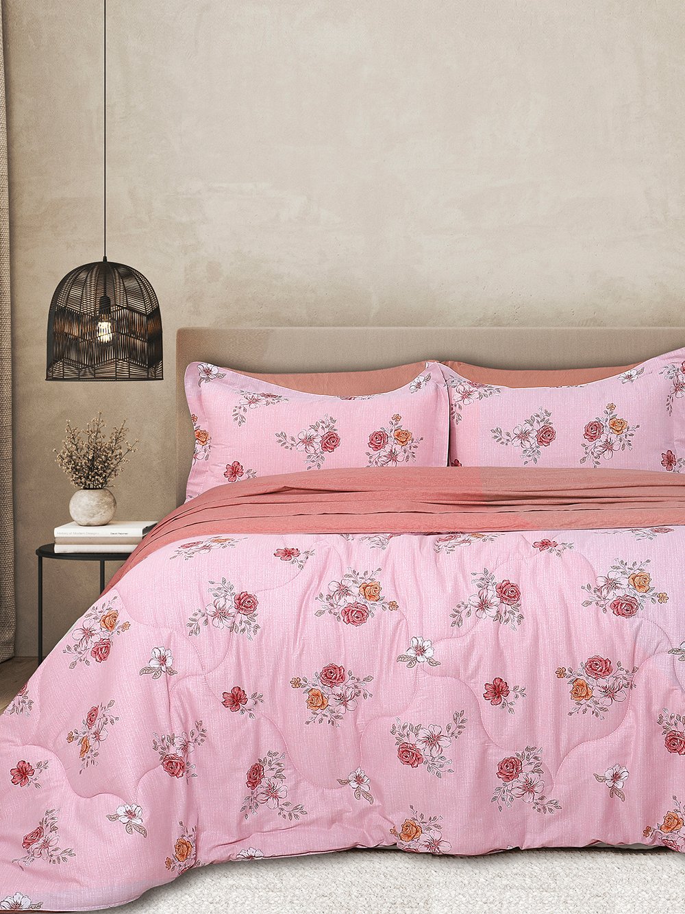 5205857302863_5 Σετ Πάπλωμα 230x250 & Σεντόνια Υπέρδιπλα Bed In A Bag B0694 Ροζ Palamaiki - Image 1