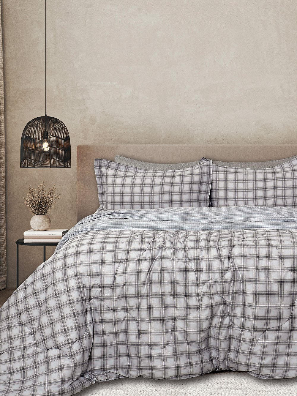 5205857302887_5 Σετ Πάπλωμα 230x250 & Σεντόνια Υπέρδιπλα Bed In A Bag B0696 Γκρι Palamaiki - Image 1