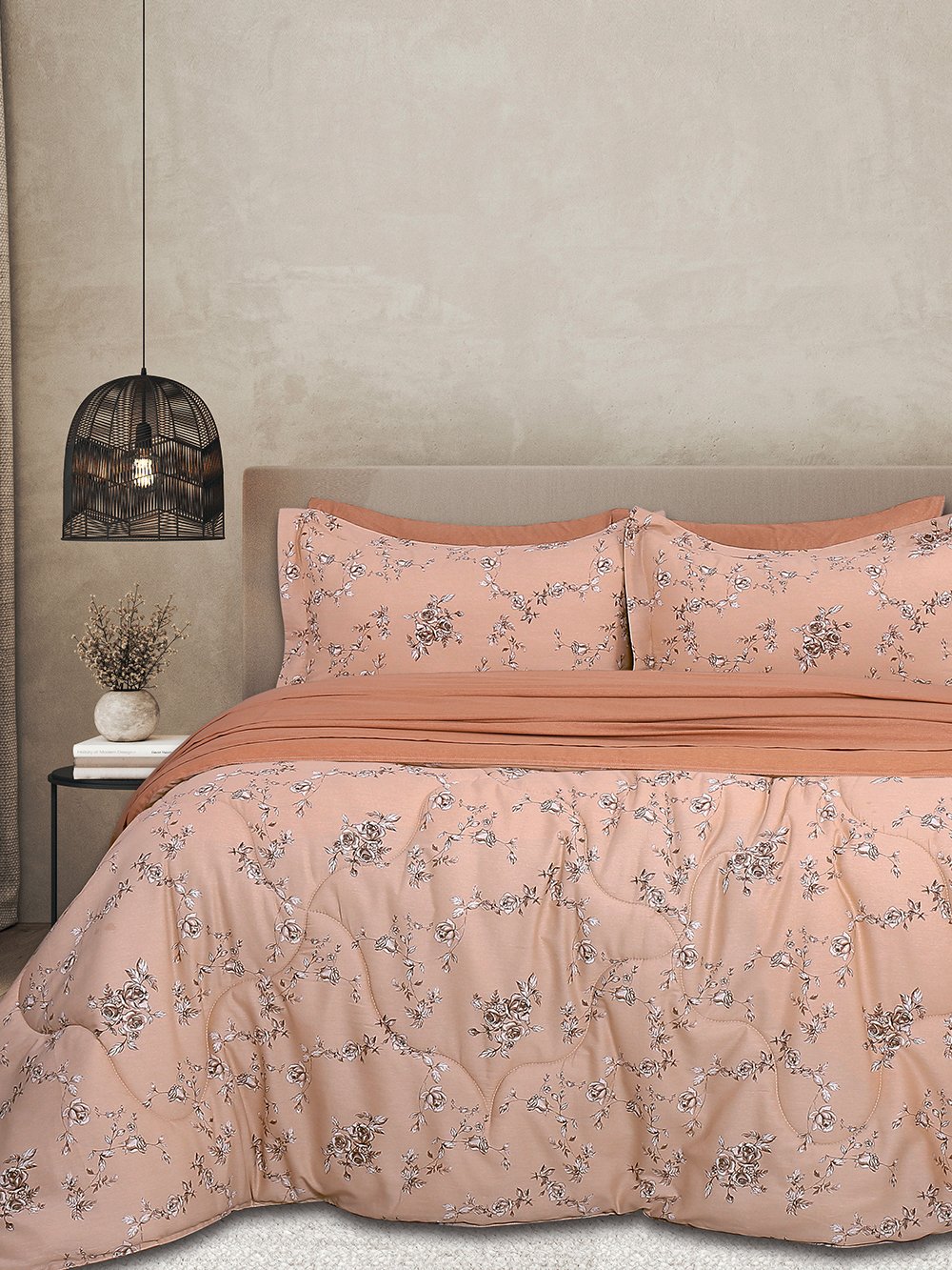 5205857302917_5 Σετ Πάπλωμα 230x250 & Σεντόνια Υπέρδιπλα Bed In A Bag B0699 Ροζ Palamaiki - Image 1