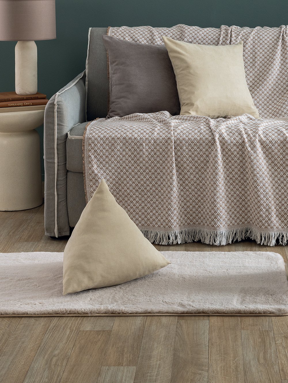 5205857303372_2 Διακοσμητική μαξιλαροθήκη με γέμιση 43x43x43 AS104 IVORY Μπεζ Palamaiki - Image 1