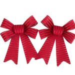 Beauty Home Σετ 2 Κόκκινων Βελούδινων Φιογκών με  Γκλίτερ 13 x 16 cm