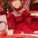 Beauty Home Σετ 2 Κόκκινων Βελούδινων Φιογκών με  Γκλίτερ 13 x 16 cm - Image 3