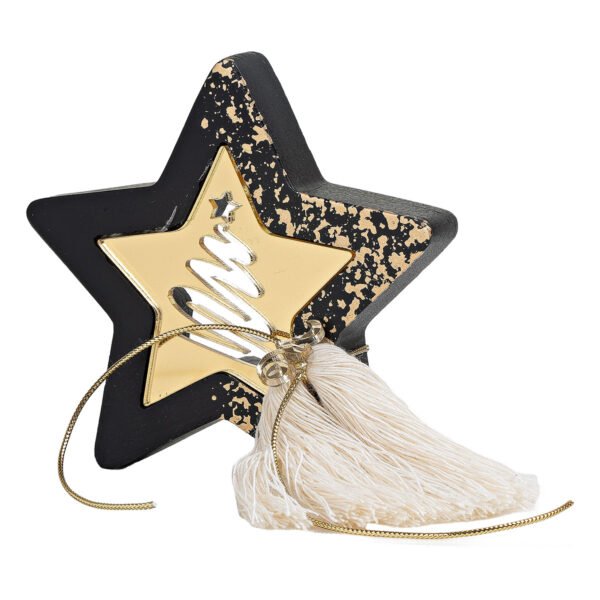 Beauty Home ΕΠΙΤΡΑΠΕΖΙΟ ΑΣΤΕΡΙ ΜΕ PLEXI GLASS ΜΑΥΡΟ