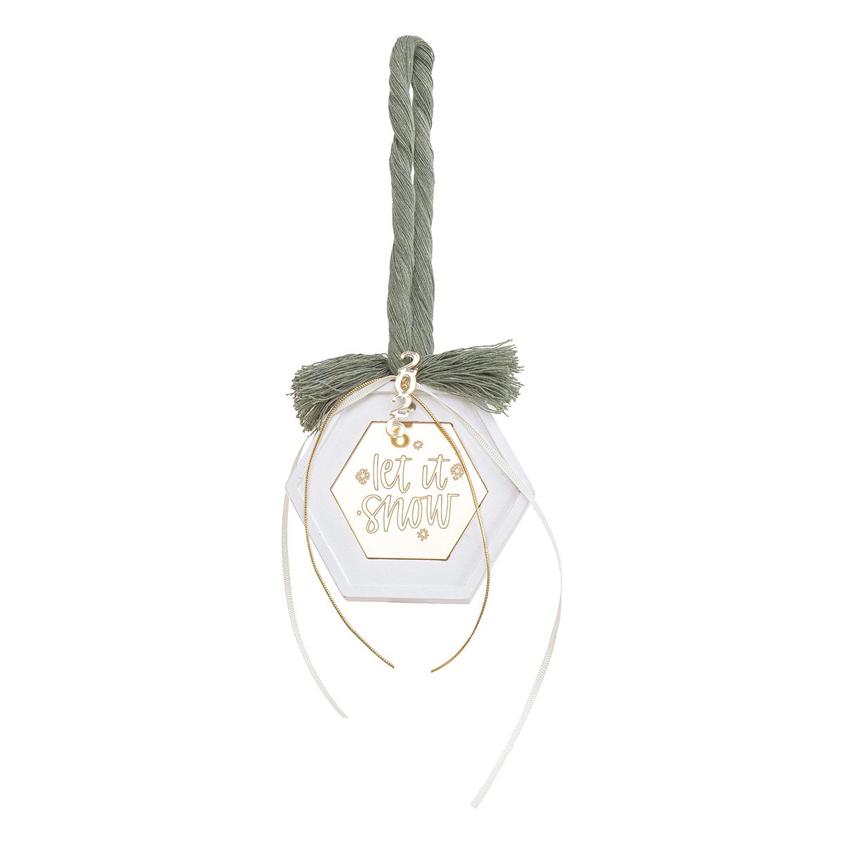 53502b6a-cdb7-496d-8e8c-111031dc89d5 Beauty Home ΚΡΕΜΑΣΤΟ ΠΟΛΥΓΩΝΟ ΚΕΡΑΜΙΚΟ ΜΕ PLEXI LET IT SNOW ΠΡΑΣΙΝΟ ΕΥΚΑΛΥΠΤΟΥ - Image 1