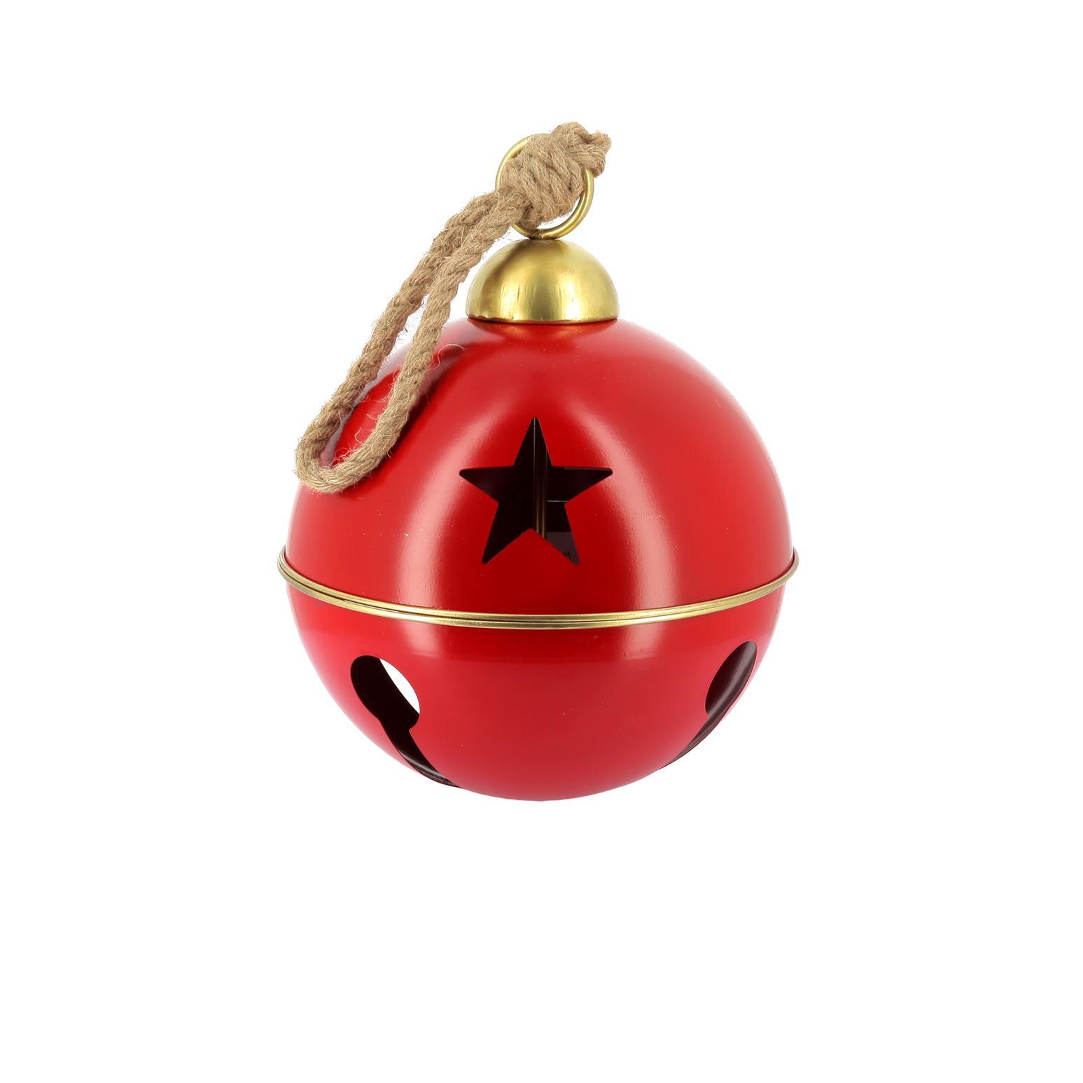 538e3a89-4cd2-4296-a017-1a4c8f8c6284 Beauty Home Διακοσμητικό Κόκκινο-Χρυσό Κουδούνι με Σχοινί για Κρέμασμα Ø30cm - Image 1