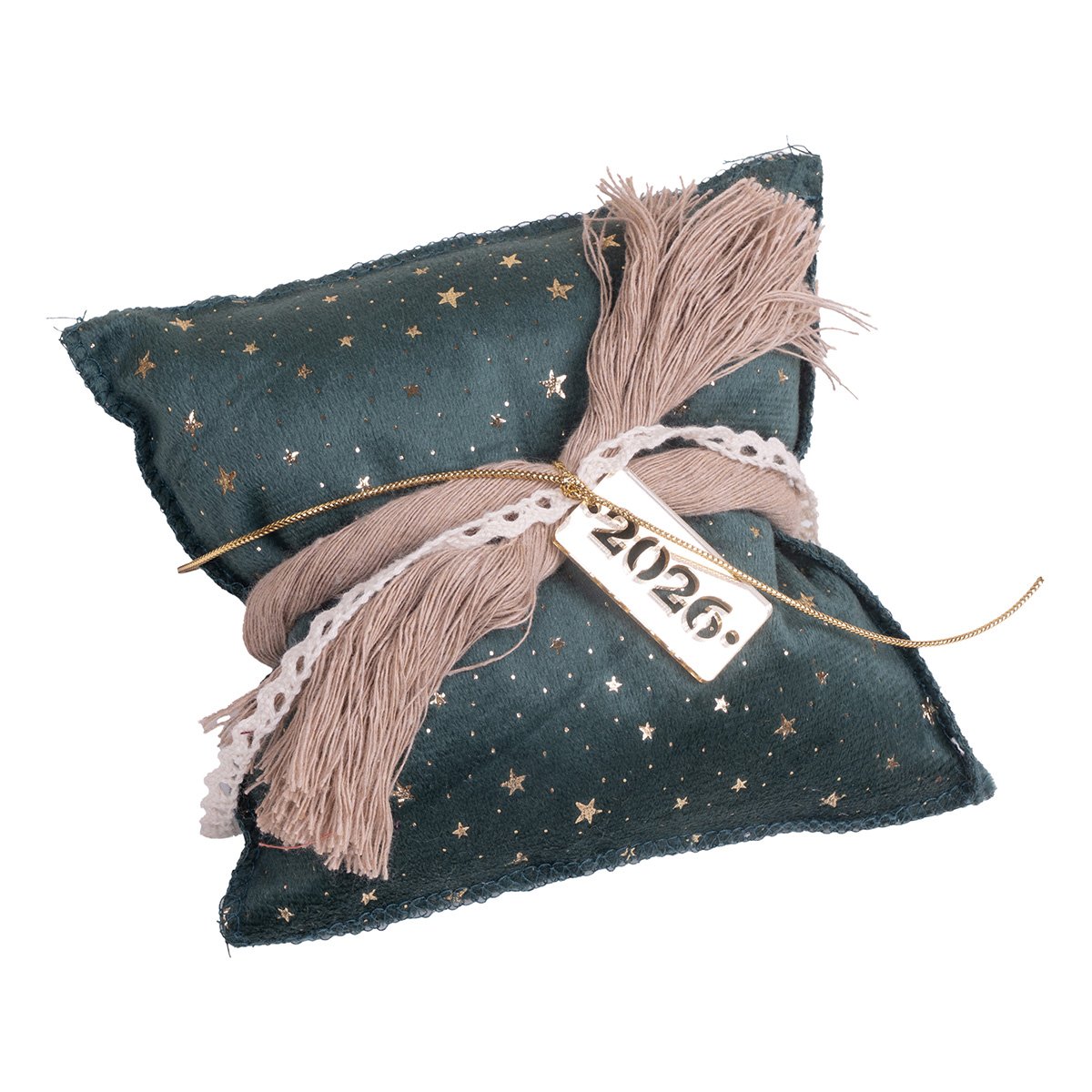 60402562-5d8b-4988-af8b-edecc0b7b5e4 Beauty Home ΜΑΞΙΛΑΡΙ ΜΕ ΧΡΟΝ. Βελούδο Πράσινο Σκούρο Με Χρύσα Αστέρια - Image 1