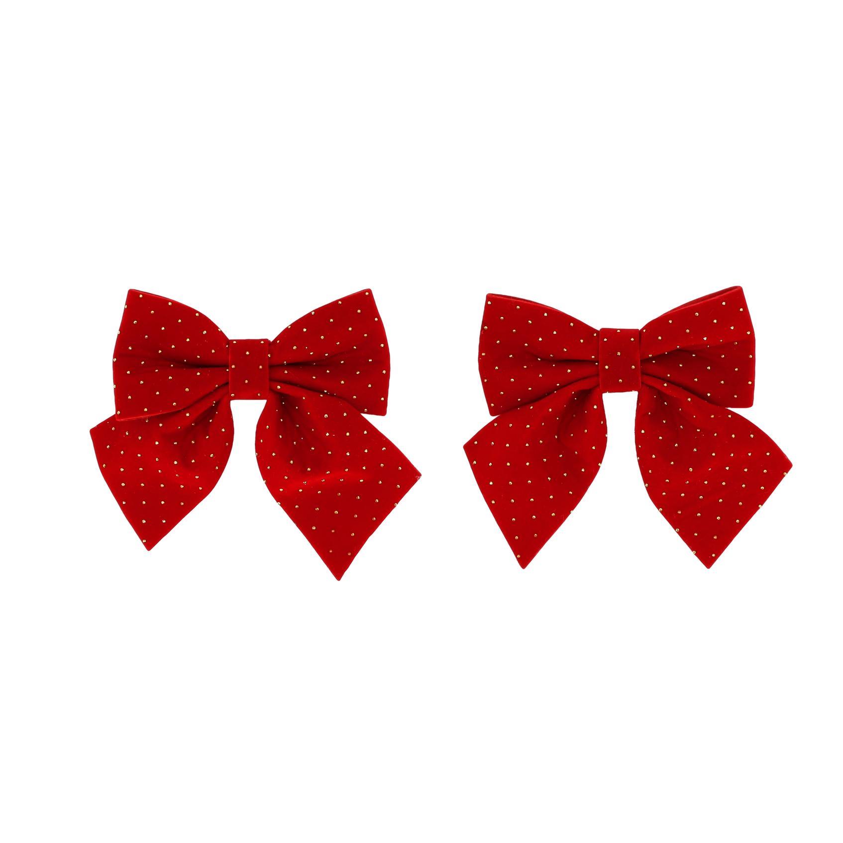 65c32575-0072-421d-bd5b-4c54c8506986 Beauty Home Σετ 2 Κόκκινων Βελούδινων Φιογκών με Χρυσά Στρας 15 x 15 cm - Image 1