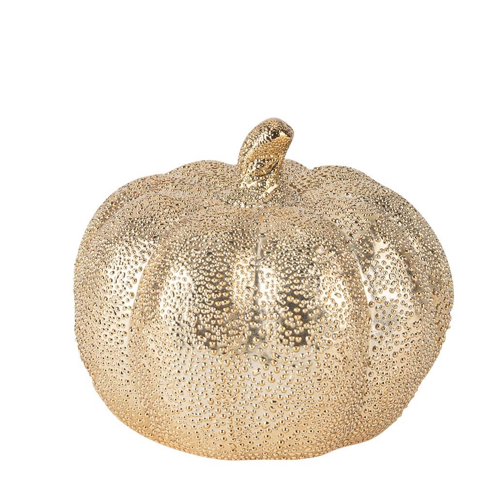 78fa0148-3e8e-4259-83f8-a55c39be7736 Beauty Home Κεραμική κολοκύθα χρυσή με ανάγλυφο σχέδιο Ø12 x 10.5 cm - Image 1