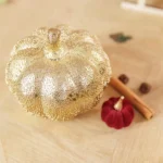 Beauty Home Κεραμική κολοκύθα χρυσή με ανάγλυφο σχέδιο Ø12 x 10.5 cm - Image 2