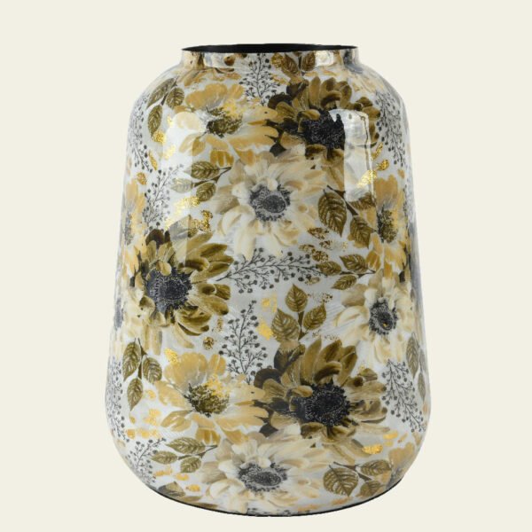 Beauty Home ΜΕΤΑΛΛΙΚΟ ΒΑΖΟ ΜΕ ΛΟΥΛΟΥΔΙΑ 21 x 21 x 24 CM