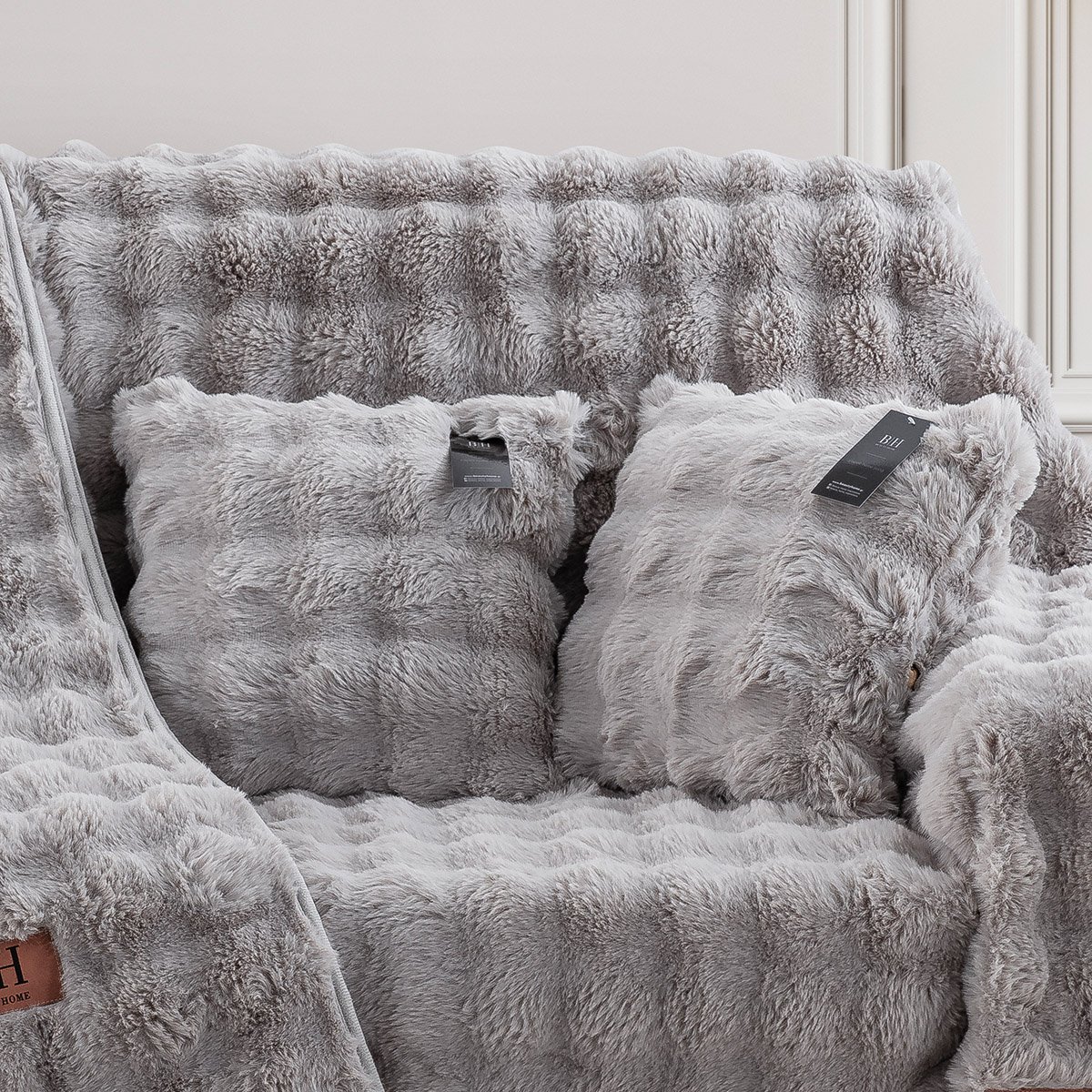 8721_pillowcase Beauty Home Γούνινη Μαξιλαροθήκη διακοσμητική Art 8721 40x40 Γκρι - Image 1