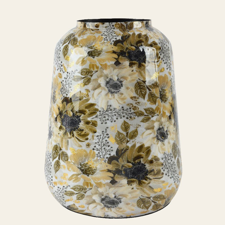 8e7b717e-9c8d-4a3d-a370-7cb6f341a314 Beauty Home ΜΕΤΑΛΛΙΚΟ ΒΑΖΟ ΜΕ ΛΟΥΛΟΥΔΙΑ 26 x 26 x 32 CM - Image 1