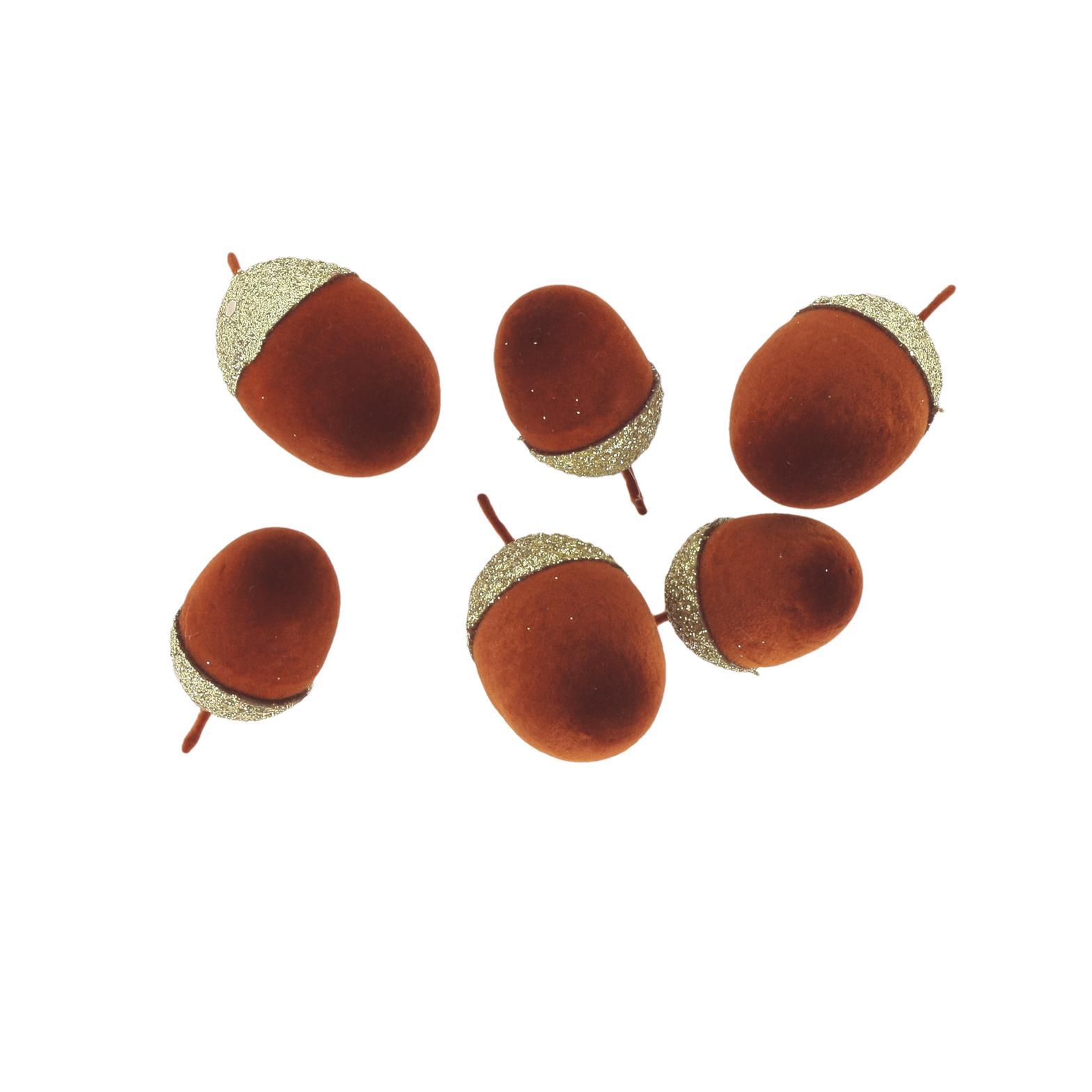 91542bea-3473-4e60-bb93-aa49e895db08 Beauty Home 6 βελανίδια βελούδινα κεχριμπαρί με χρυσό γκλίτερ 3 – 4.5 cm - Image 1