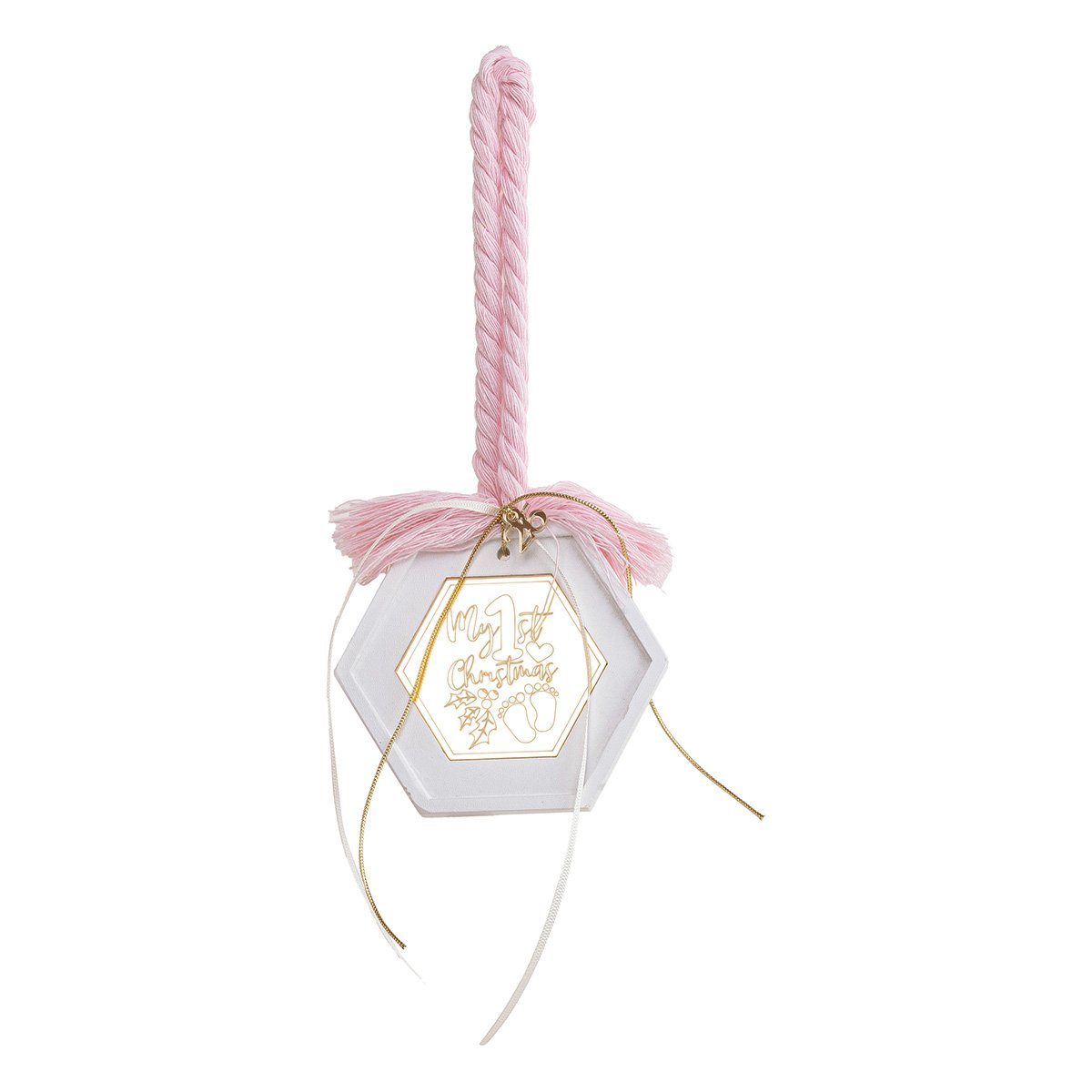 984c96ce-a8eb-485a-93d7-90118ca351c2 Beauty Home ΚΡΕΜΑΣΤΟ ΠΟΛΥΓΩΝΟ ΚΕΡΑΜΙΚΟ ΜΕ PLEXI MY 1st CHRISTMAS ΡΟΖ - Image 1