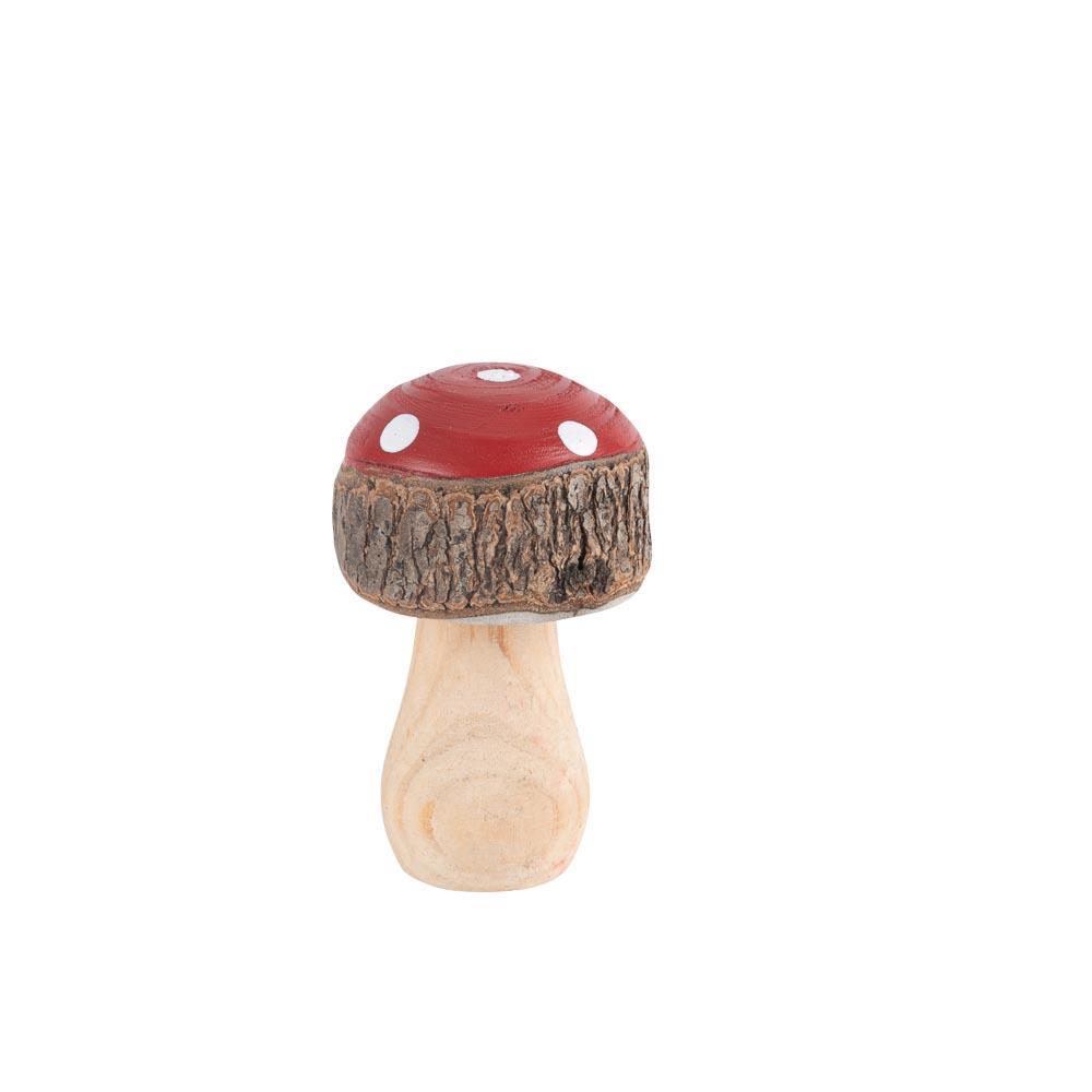 9a8585cb-22a5-450c-be3b-078f8f57111d Beauty Home Στρογγυλό μανιτάρι ξύλινο κόκκινο και λευκό Ø5 x 8.5 cm - Image 1