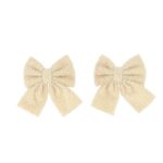 Beauty Home Σετ 2 Κρεμ Υφασμάτινων Φιογκών Μπουκλέ 12 x 12 cm