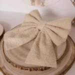 Beauty Home Σετ 2 Κρεμ Υφασμάτινων Φιογκών Μπουκλέ 12 x 12 cm - Image 5