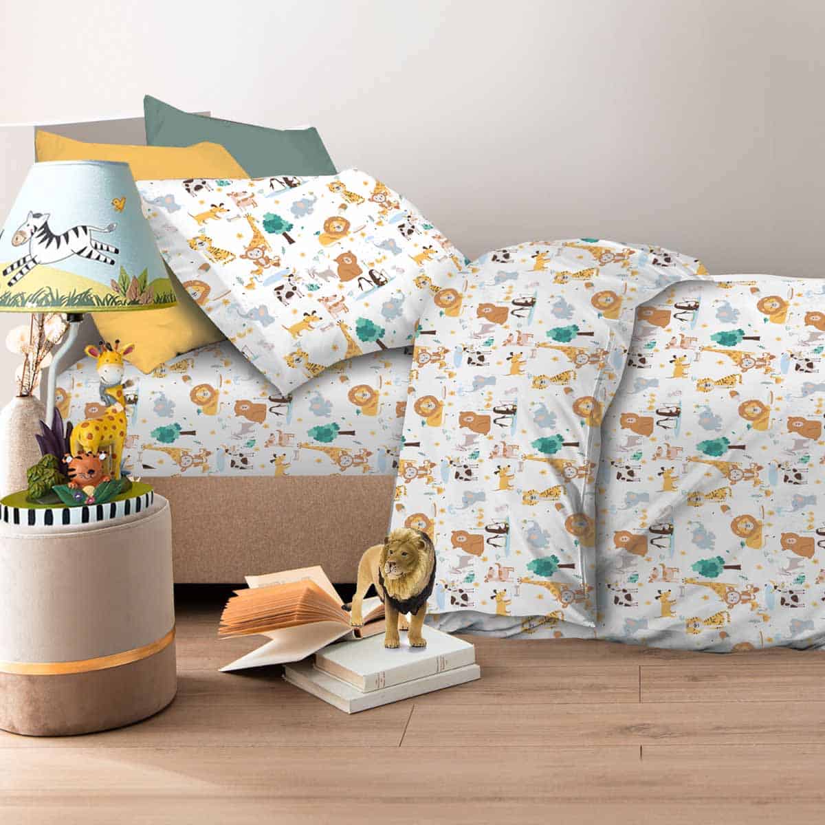 ANIMALS-BEDSHEET Παιδικό Σεντόνι Με Λάστιχο 1Χ(105Χ200+30)+1Χ(52χ72) Animals Astron Italy - Image 1