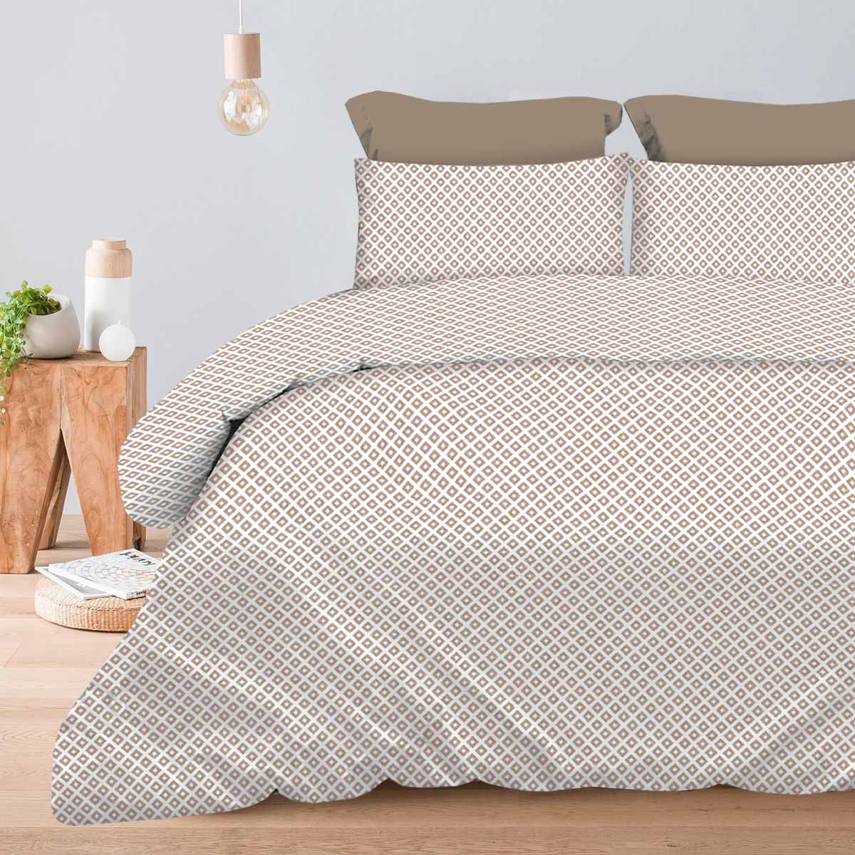 ARIEL-BEIGE-1 Σετ Παπλωματοθήκη Υπέρδιπλη 230×250 Ariel Beige Astron Italy - Image 1