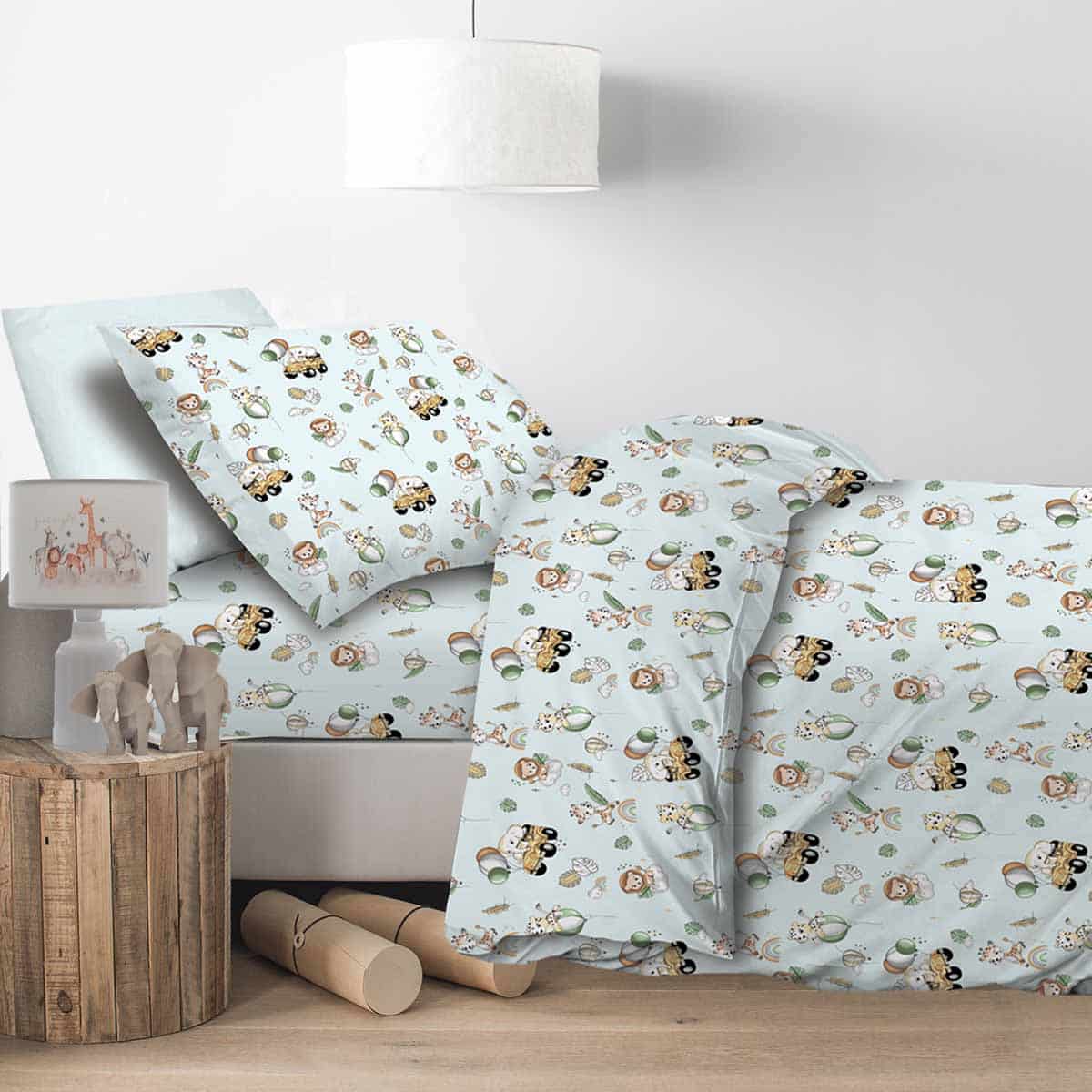 HAPPY-ZOO-BEDSHEET Παιδικό Σεντόνι Με Λάστιχο 1Χ(105Χ200+30)+1Χ(52χ72) Happy Zoo Astron Italy - Image 1