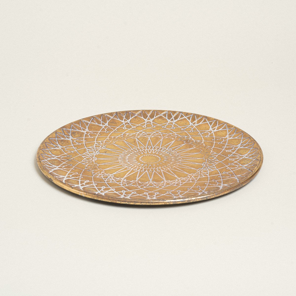 LK1_2178 Beauty Home ΠΙΑΤΕΛΑ ΜΕΤΑΛΛΙΚΗ ΧΡΥΣΟ ΑΝΤΙΚΕ ΑΝΑΓΛΥΦΗ 38 cm - Image 1