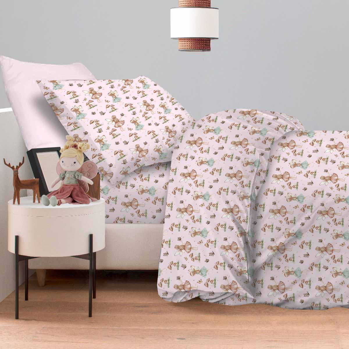 Little-Girl-Sheet Παιδικό Σεντόνι Με Λάστιχο 1Χ(105Χ200+30)+1Χ(52χ72) Fairy Girl Astron Italy - Image 1