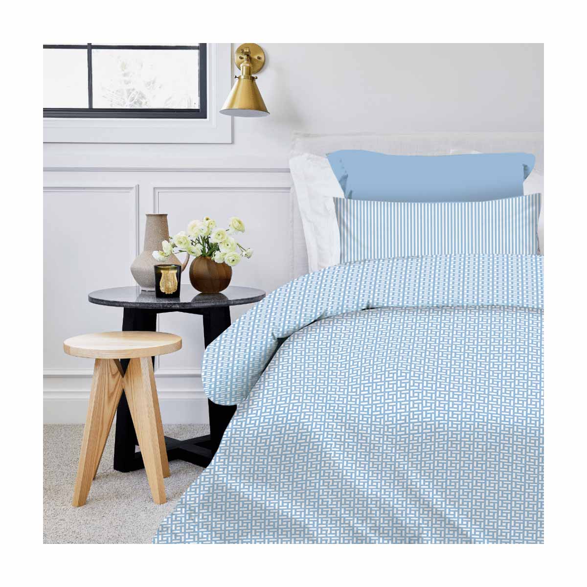 Maira-Blue-mono Σετ Παπλωματοθήκη Μονή 170×250 Maira Blue Astron Italy - Image 1