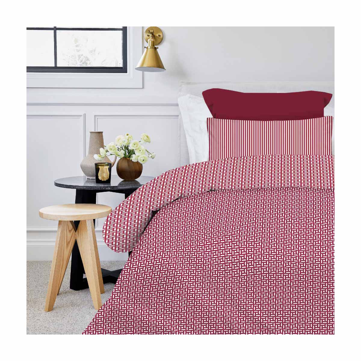 Maira-wine-mono Σετ Παπλωματοθήκη Μονή 170×250 Maira Redwine Astron Italy - Image 1