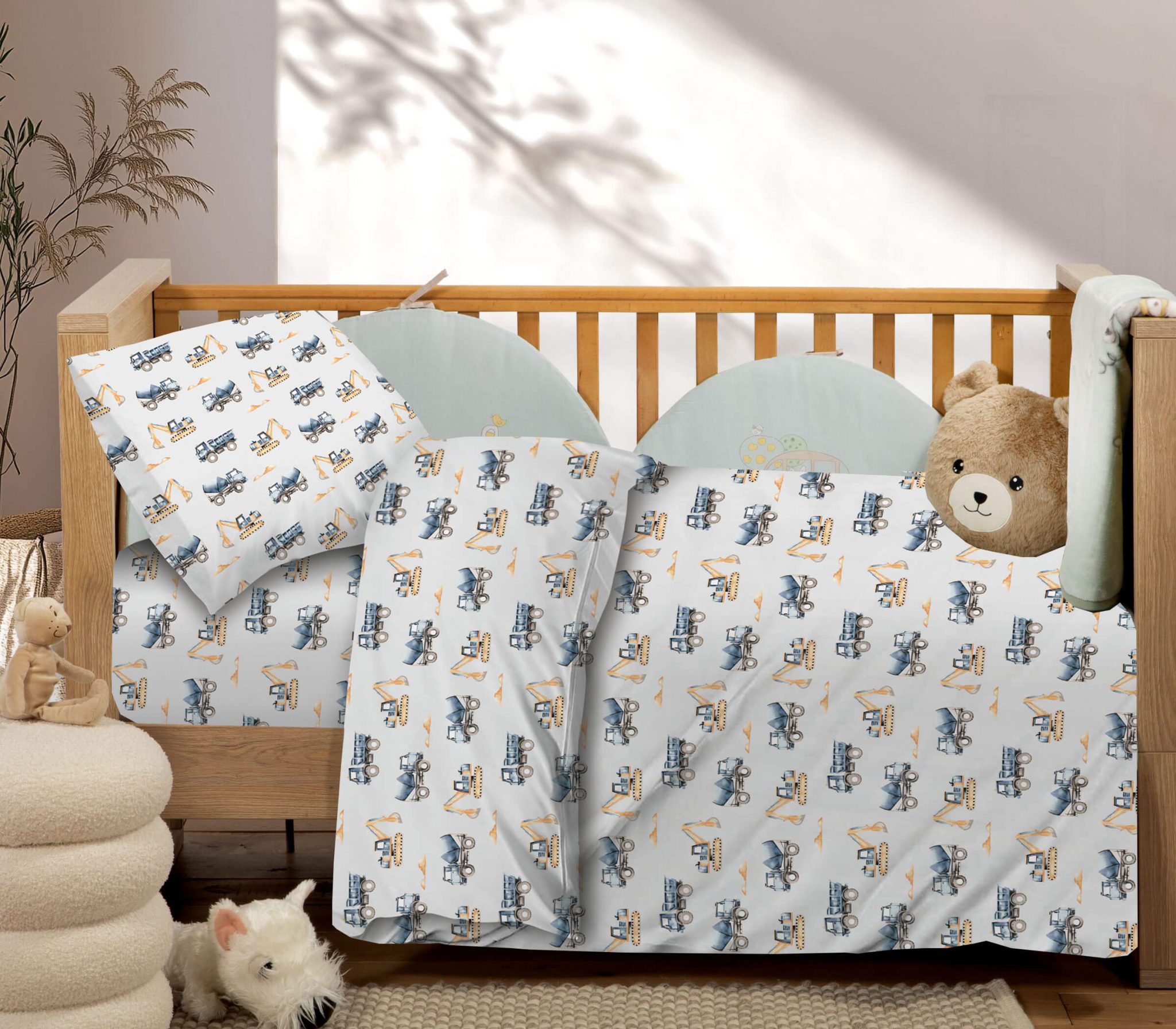 Trucks-baby-scaled Βρεφικά Σετ Σεντόνι Κούνιας Με Λάστιχο 75x145+20 Trucks Astron Italy - Image 1