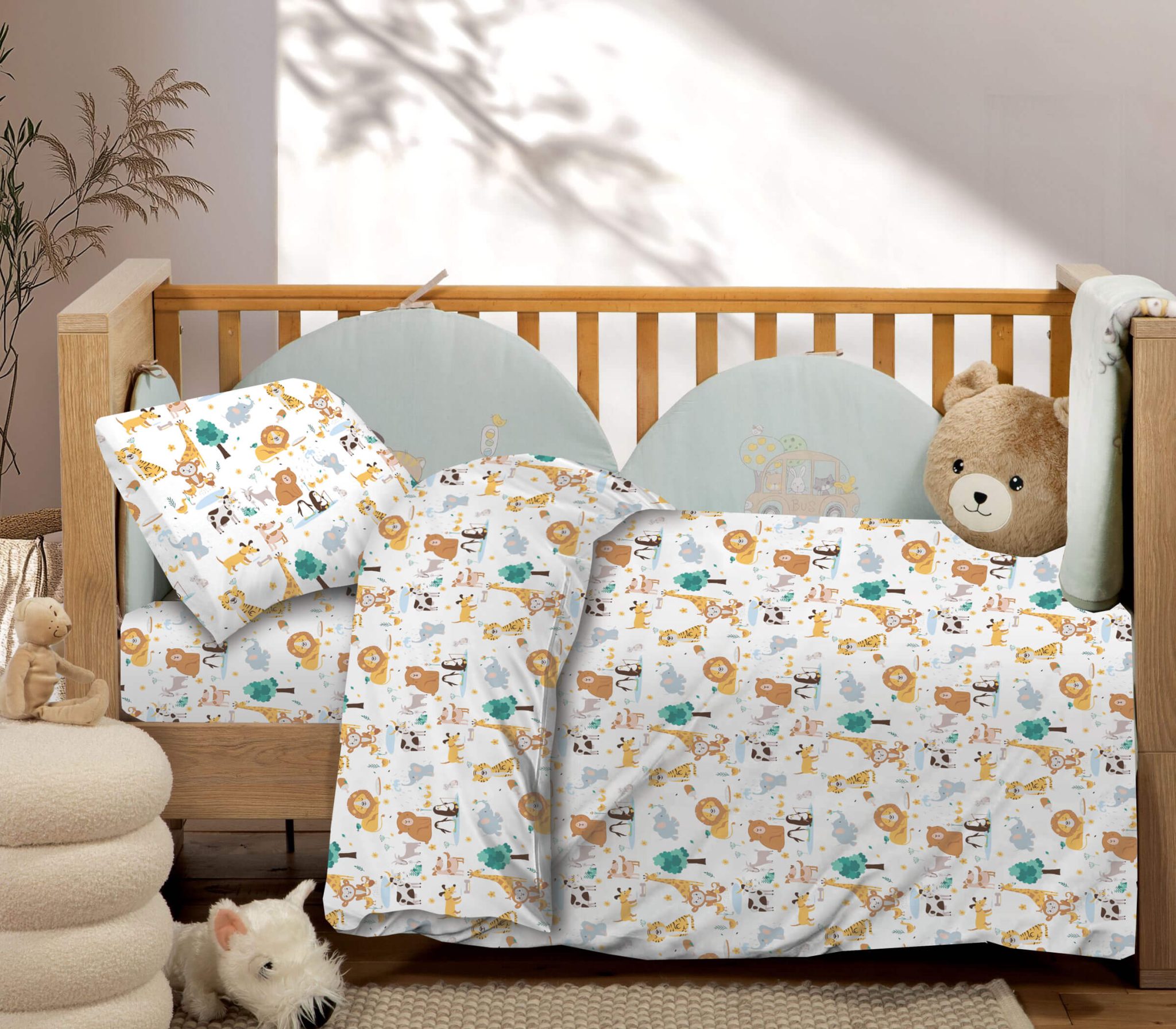 animals-baby-scaled Βρεφικά Σετ Σεντόνι Κούνιας Με Λάστιχο 75x145+20 Animals Astron Italy - Image 1