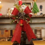 Beauty Home Φιόγκος με κουκουνάρια και κλαδιά με κόκκινο γκλίτερ 26 x 41 cm - Image 2