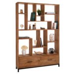 ΒΙΒΛΙΟΘΗΚΗ ROMULUS HM9803 ΑΝΑΚΥΚΛΩΜΕΝΟ ΞΥΛΟ ΤΕΑΚ ΜΕ 2 ΣΥΡΤΑΡΙΑ 140x30x210,5Yεκ.