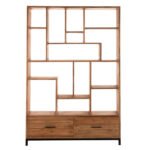 ΒΙΒΛΙΟΘΗΚΗ ROMULUS HM9803 ΑΝΑΚΥΚΛΩΜΕΝΟ ΞΥΛΟ ΤΕΑΚ ΜΕ 2 ΣΥΡΤΑΡΙΑ 140x30x210,5Yεκ. - Image 3