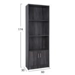 ΒΙΒΛΙΟΘΗΚΗ ΜΕΛΑΜΙΝΗΣ HAYDEN HM2269.01 ΣΕ ΑΝΘΡΑΚΙ ΧΡΩΜΑ 60x30x174 εκ. - Image 2