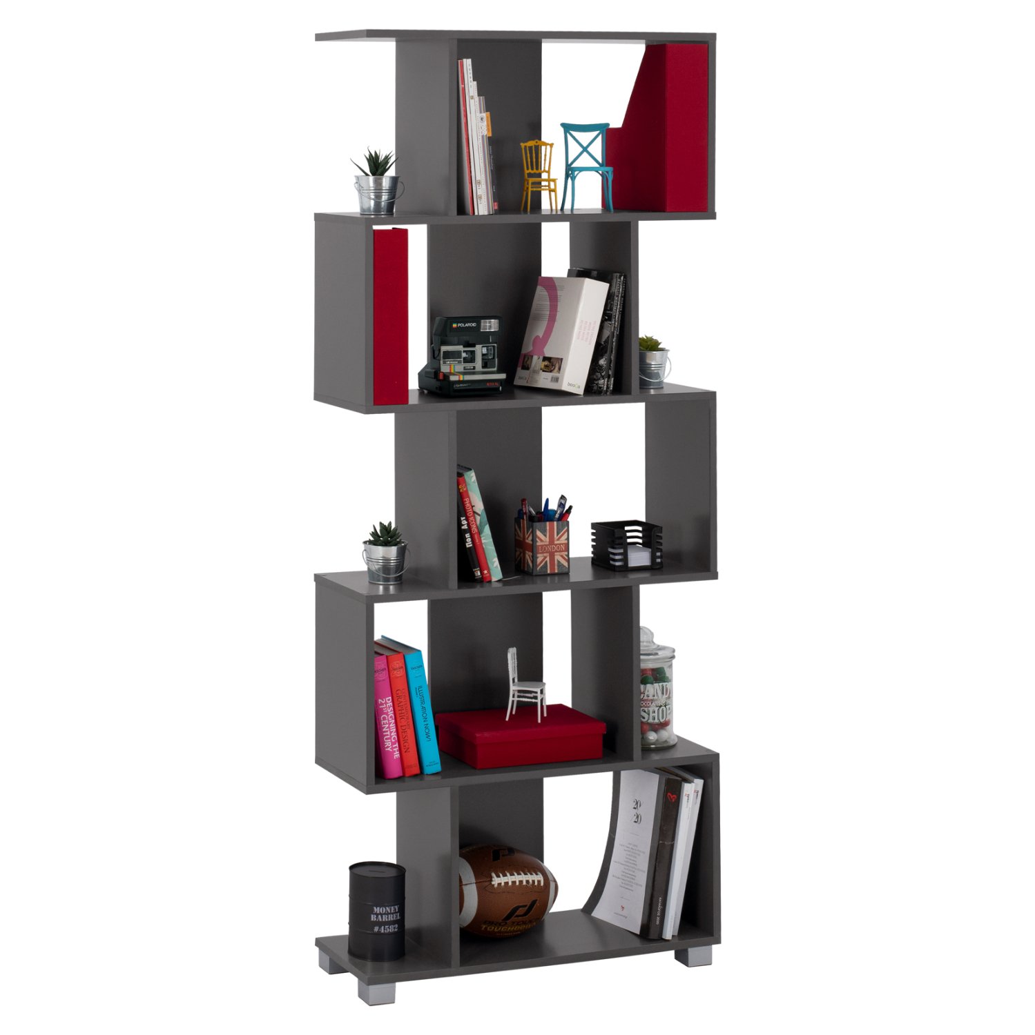 bibliothiki-melaminis-fb9238510-gkri-70x ΒΙΒΛΙΟΘΗΚΗ ΜΕΛΑΜΙΝΗΣ HM2385.10 ΓΚΡΙ 70x25x177Υ εκ. - Image 1