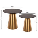 ΒΟΗΘΗΤΙΚΑ ΤΡΑΠΕΖΑΚΙΑ 2ΤΜΧ RENGI HM9665 ΜΕΤΑΛΛΟ ΧΡΥΣΟ-ΜΑΥΡΟ ΚΕΡΑΜΙΚΟ TOP Φ56&Φ43 εκ. - Image 2