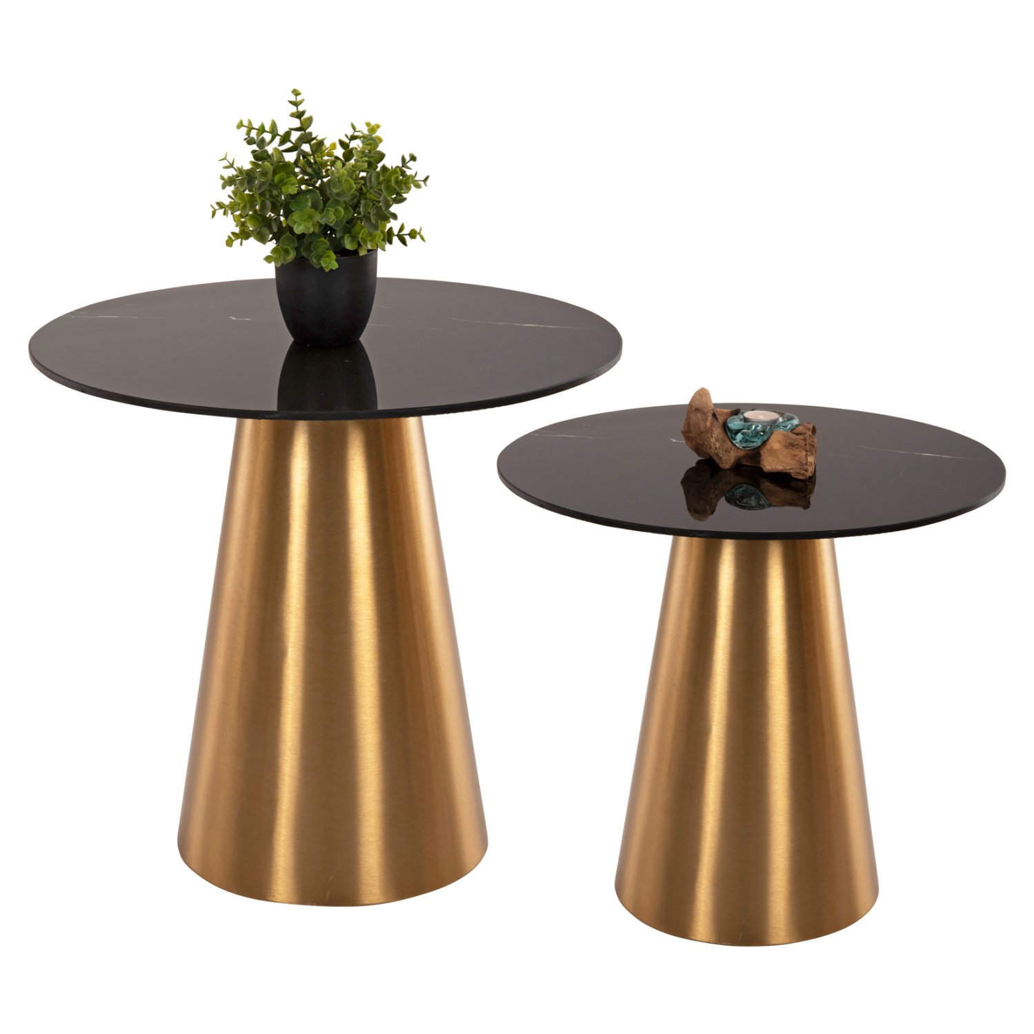 boithitika-trapezakia-2tmch-fb99665-meta ΒΟΗΘΗΤΙΚΑ ΤΡΑΠΕΖΑΚΙΑ 2ΤΜΧ RENGI HM9665 ΜΕΤΑΛΛΟ ΧΡΥΣΟ-ΜΑΥΡΟ ΚΕΡΑΜΙΚΟ TOP Φ56&Φ43 εκ. - Image 1