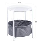 ΒΟΗΘΗΤΙΚΟ ΤΡΑΠΕΖΑΚΙ ΛΕΥΚΟ ΜΕΤΑΛΛΟ-ΓΚΡΙ ΥΦΑΣΜΑ HM9472.02 Φ42x52Υεκ. - Image 2