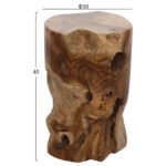 ΒΟΗΘΗΤΙΚΟ ΤΡΑΠΕΖΑΚΙ ΣΤΡΟΓΓΥΛΟ ΑΠΟ ΜΑΣΙΦ ΞΥΛΟ ΤEAK ΦΥΣΙΚΟ Φ30X45Υεκ.HM9350 - Image 2