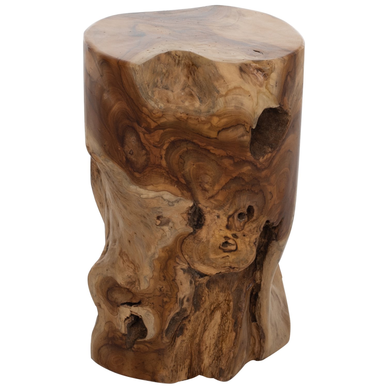 boithitiko-trapezaki-stroggylo-apo-masif ΒΟΗΘΗΤΙΚΟ ΤΡΑΠΕΖΑΚΙ ΣΤΡΟΓΓΥΛΟ ΑΠΟ ΜΑΣΙΦ ΞΥΛΟ ΤEAK ΦΥΣΙΚΟ Φ30X45Υεκ.HM9350 - Image 1