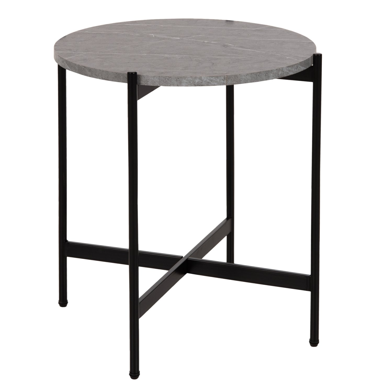 boithitiko-trapezi-fb9958902-mdf-gkri-ma ΒΟΗΘΗΤΙΚΟ ΤΡΑΠΕΖΙ HM9589.02 MDF ΓΚΡΙ ΜΑΡΜΑΡΟ-ΜΑΥΡΗ ΜΕΤΑΛΛΙΚΗ ΒΑΣΗ Φ50x55Υεκ. - Image 1