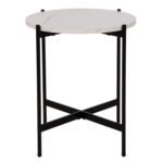 ΒΟΗΘΗΤΙΚΟ ΤΡΑΠΕΖΙ HM9589.05 MDF ΛΕΥΚΟ ΜΑΡΜΑΡΟ-ΜΑΥΡΗ ΜΕΤΑΛΛΙΚΗ ΒΑΣΗ Φ50x55Υεκ. - Image 3